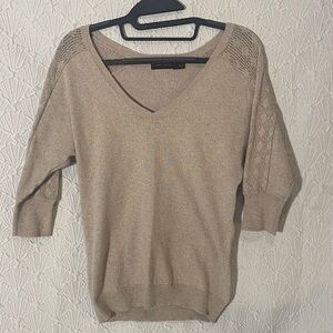 The Limited Beige V-Neck Sweater multi colored sparkly. Casual/ Business Apparel